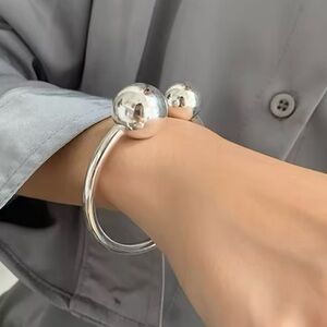 Silver plated Ball End Cuff Bracelet
